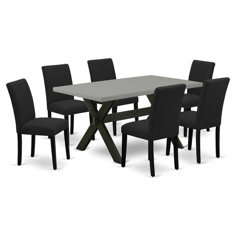 7 Piece Dining Set with 36x60 Inch Table and 6 Black Chairs A255