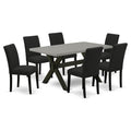 7 Piece Dining Set with 36x60 Inch Table and 6 Black Chairs A255