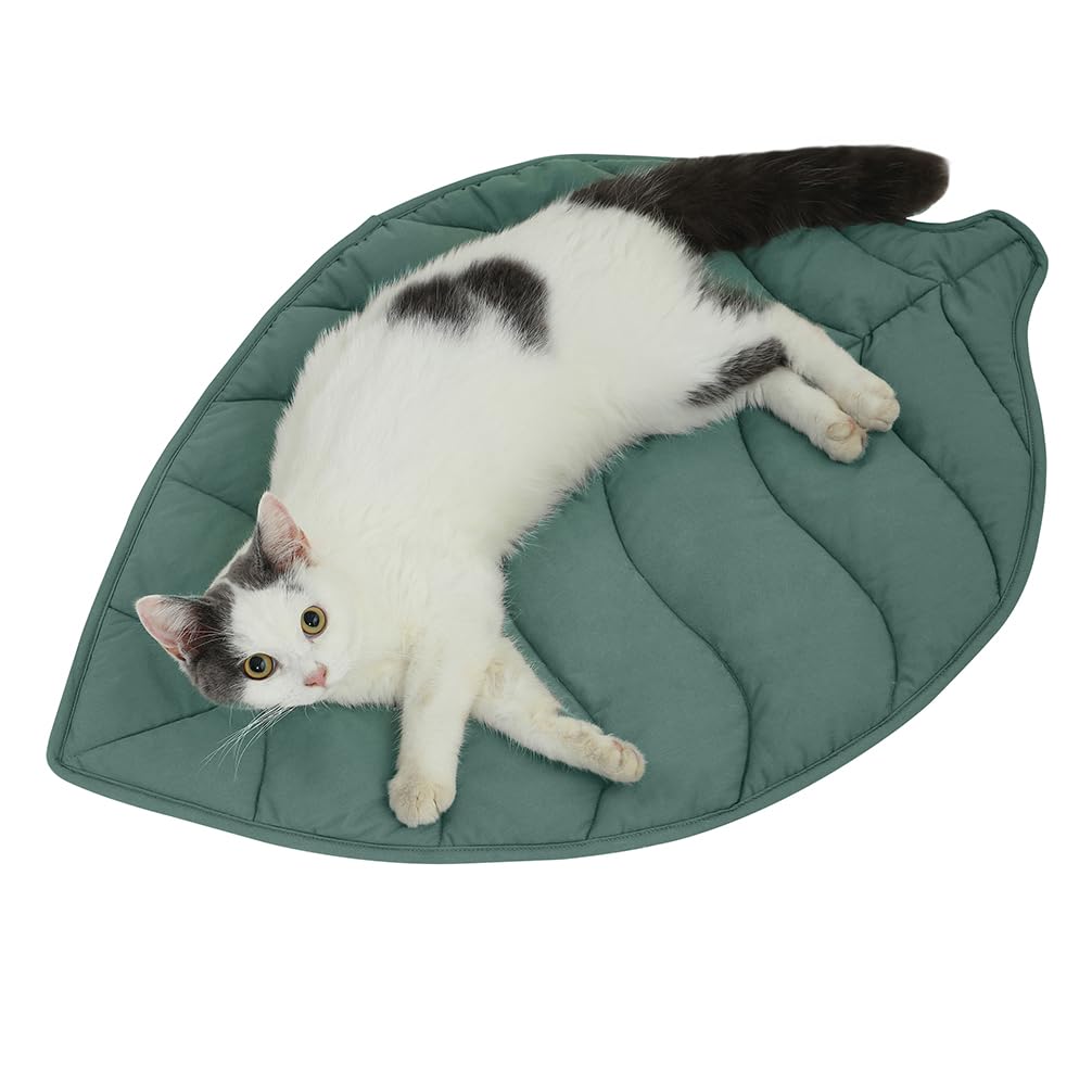 30 X 20 Inch Leaf Shaped Cotton Cat Bed Pad R40891