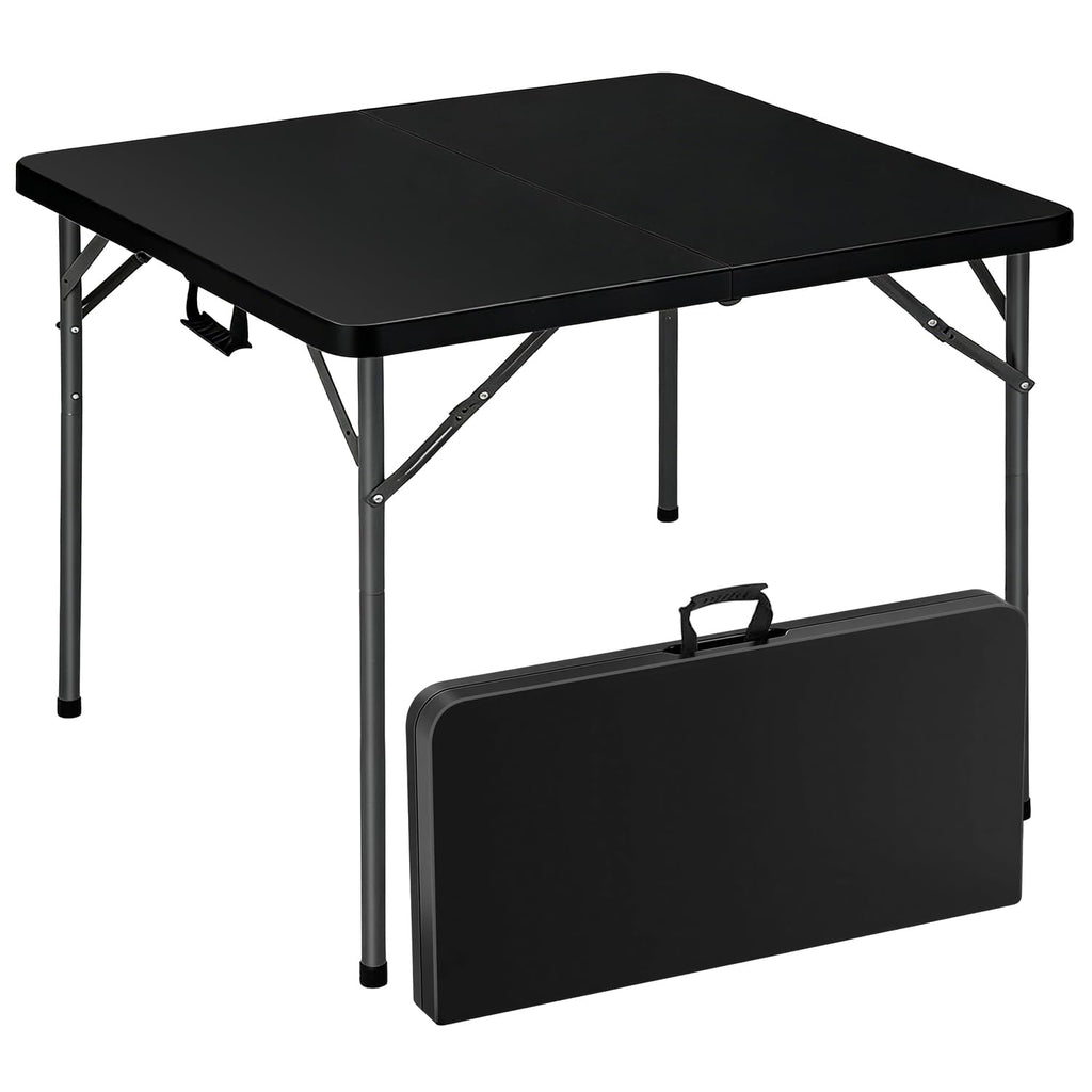 34" Black Square Folding Table with Carrying Handle U90221