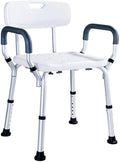 Padded Seat Transfer Bench, Bath Stools, Shower Chair with Arms and Back Z3499