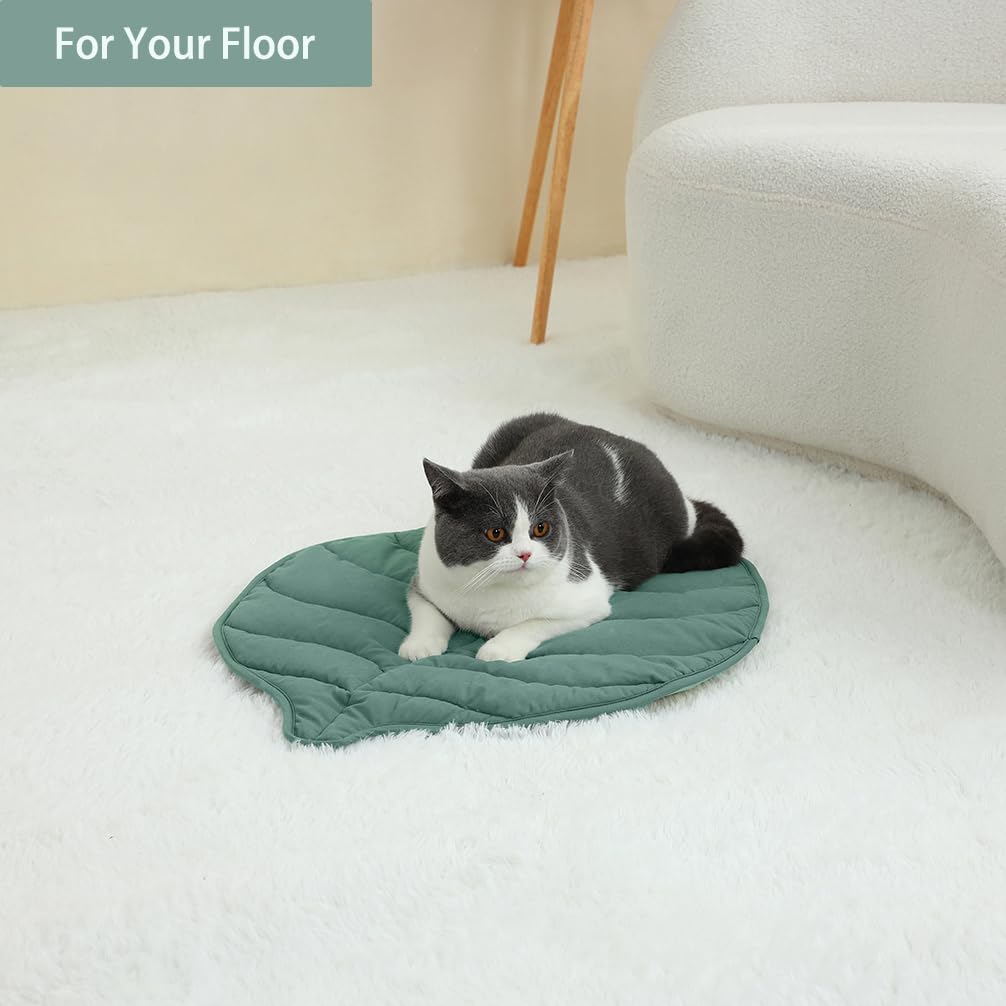 30 X 20 Inch Leaf Shaped Cotton Cat Bed Pad R40891