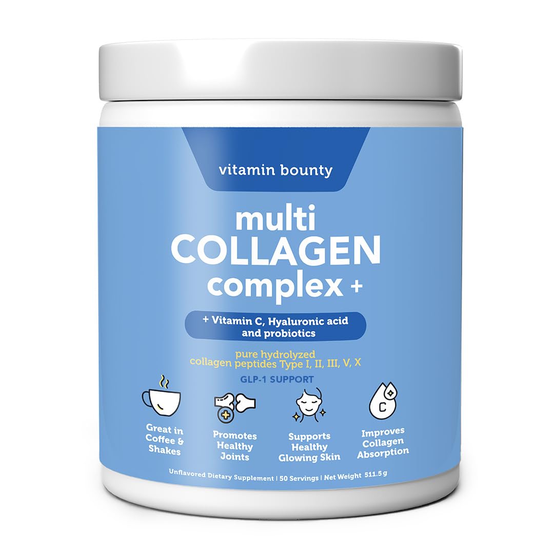 Multi Collagen Peptides Powder with Probiotics, Vitamin C & Hyaluronic Acid, 50 Servings Q47126