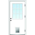 Steel Left Hand Outswing Prehung 9 Lite Door with Pet Door K237