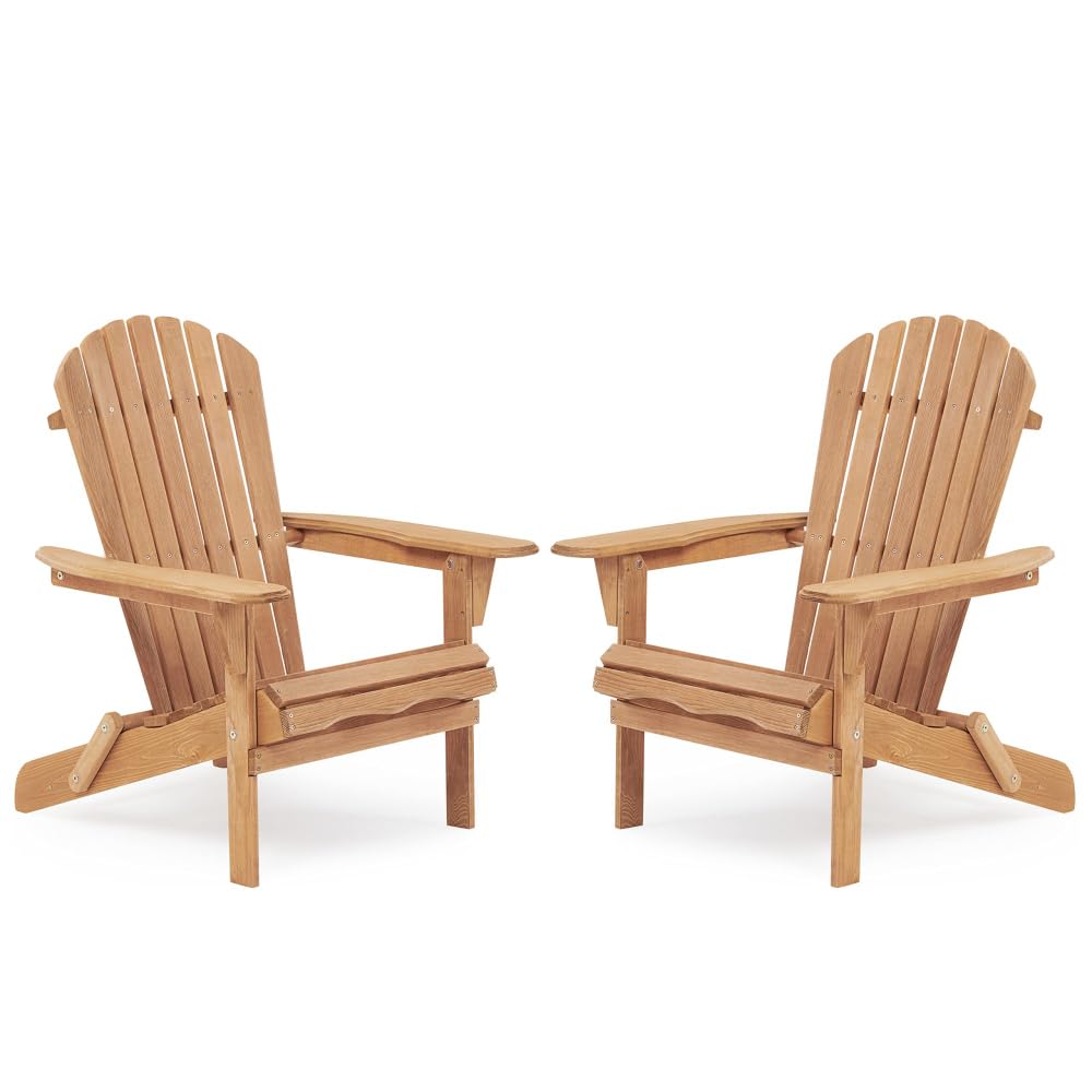 Solid Cedar Wood Folding Adirondack Chair Set of 2 P763