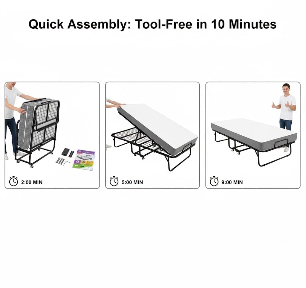 Foldable Bed with 5" Memory Foam Mattress F563