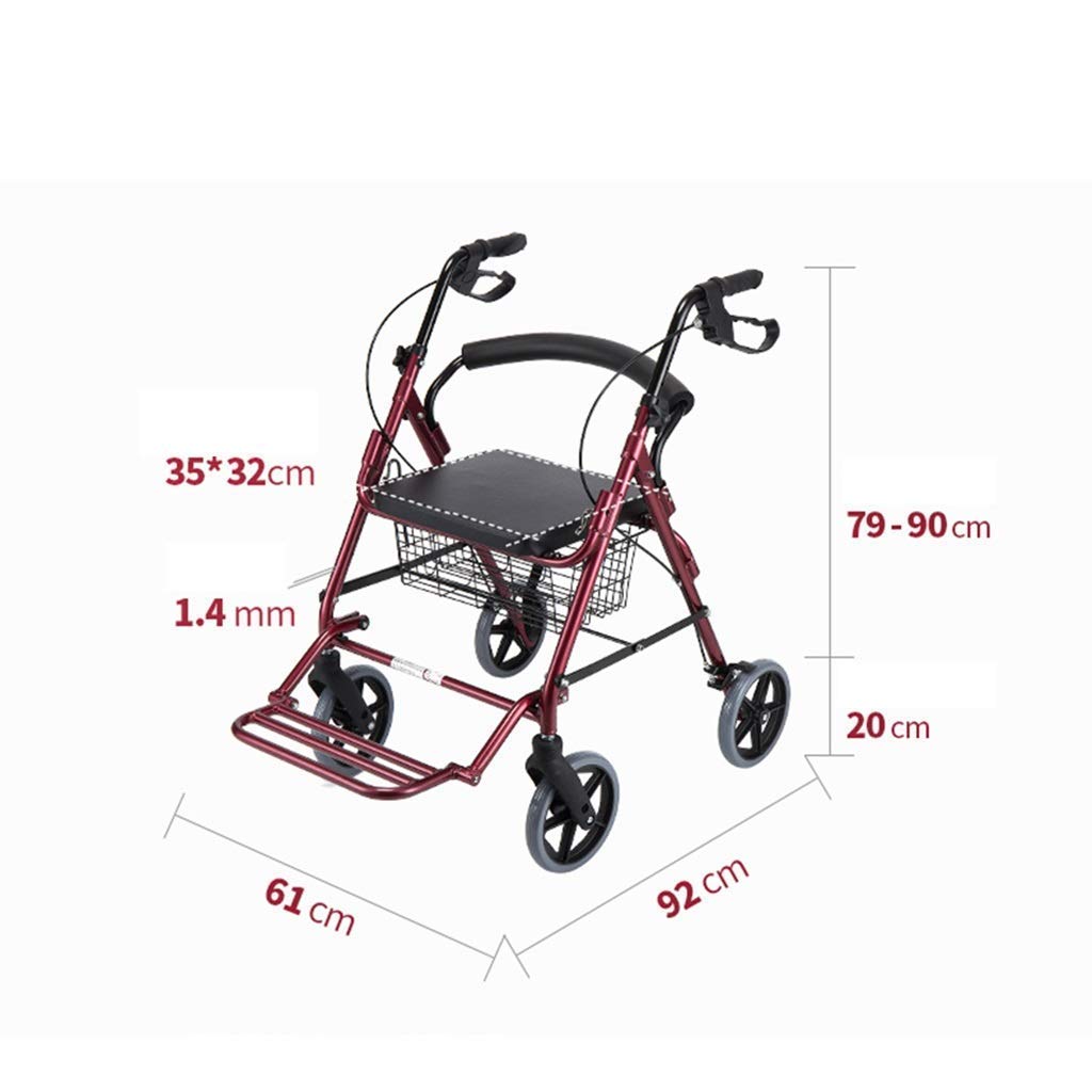 4 Wheeled Folding Rollator Walker with Padded Seat and Backrest E48956