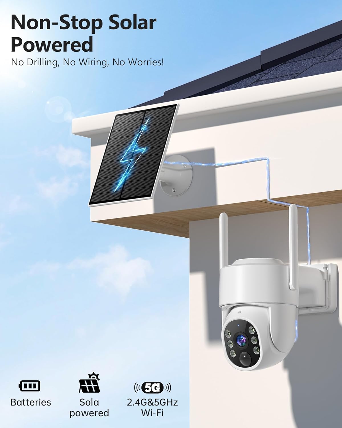 2K Solar Wireless Security Camera System 4 Packs H33814