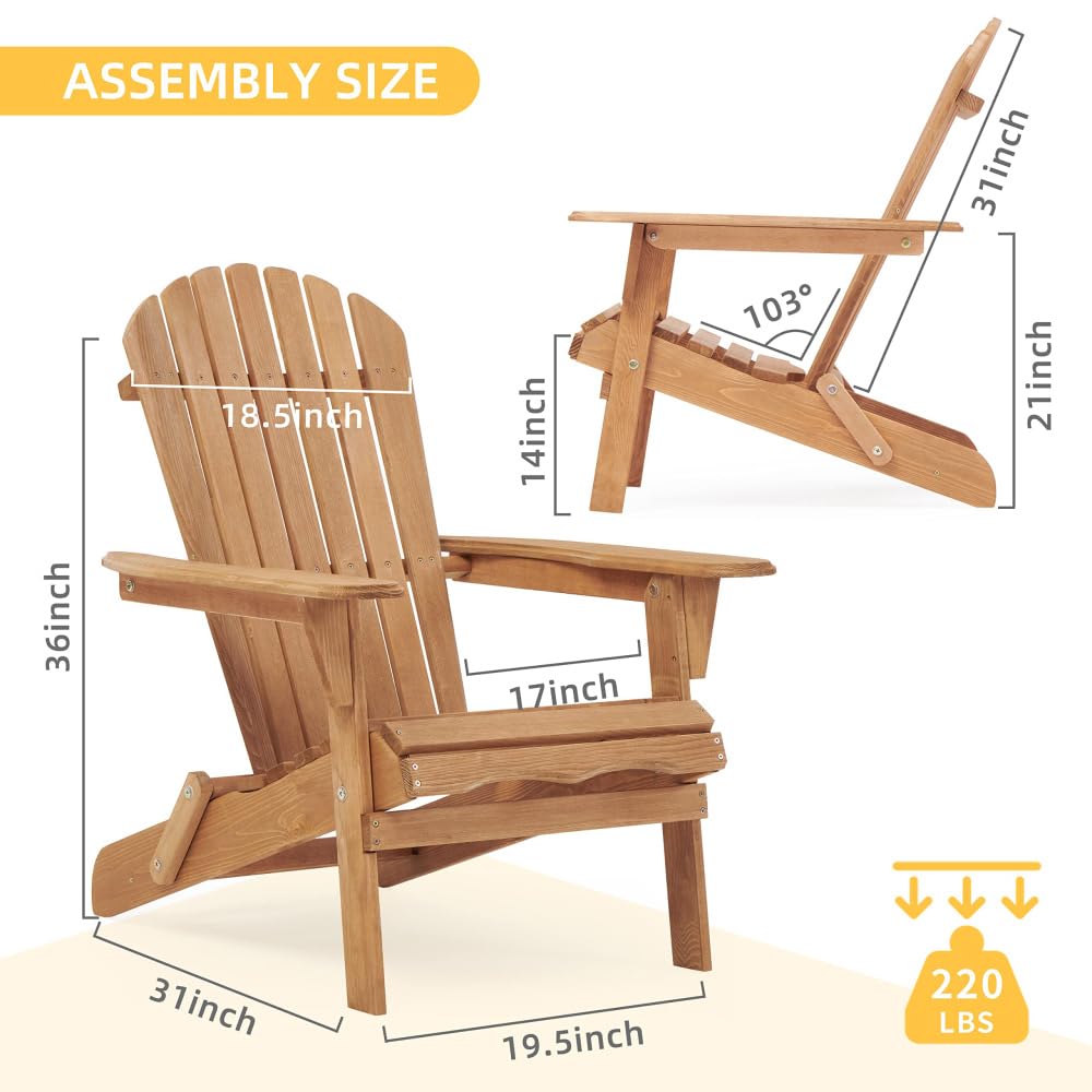 Solid Cedar Wood Folding Adirondack Chair Set of 2 P763