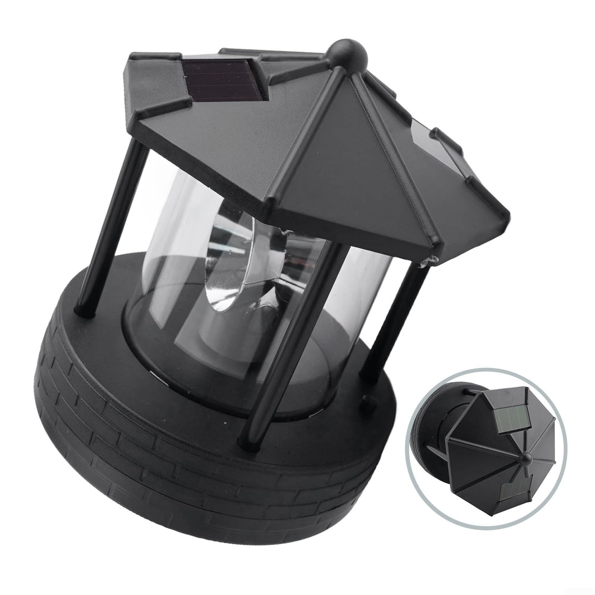 Black Solar Lighthouse Lawn Light B7759