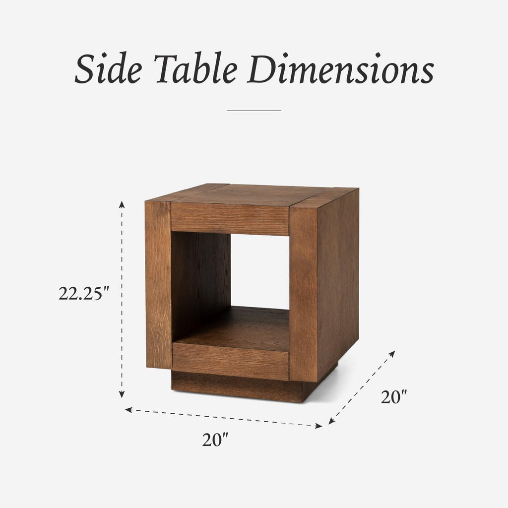 Natural Square Side Table with Storage, Set of 2 K1208
