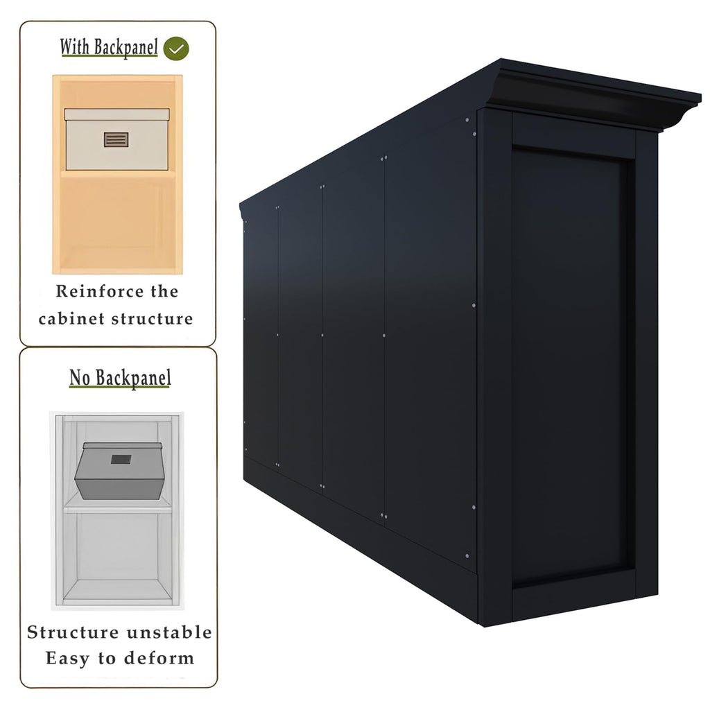 Black 8-Cube Open Bookcase with 2-Tier Low Cabinet S12081