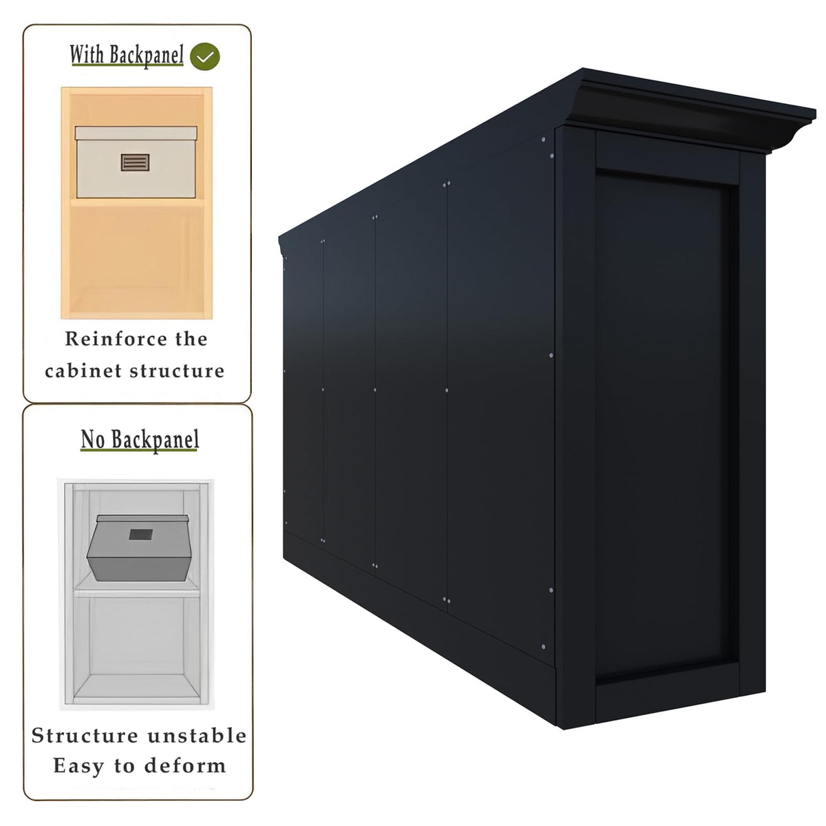 Black 8-Cube Open Bookcase with 2-Tier Low Cabinet S12081