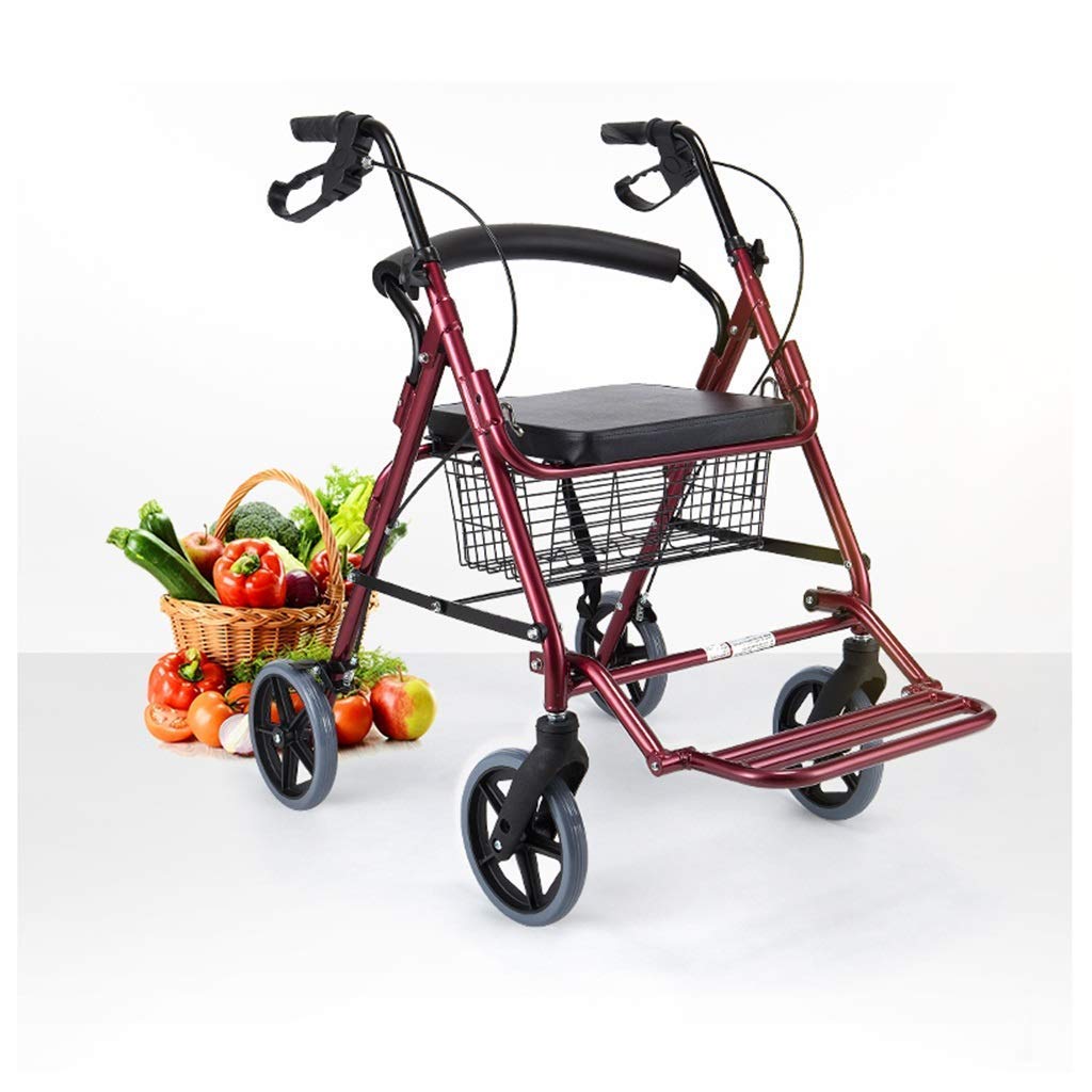 4 Wheeled Folding Rollator Walker with Padded Seat and Backrest E48956