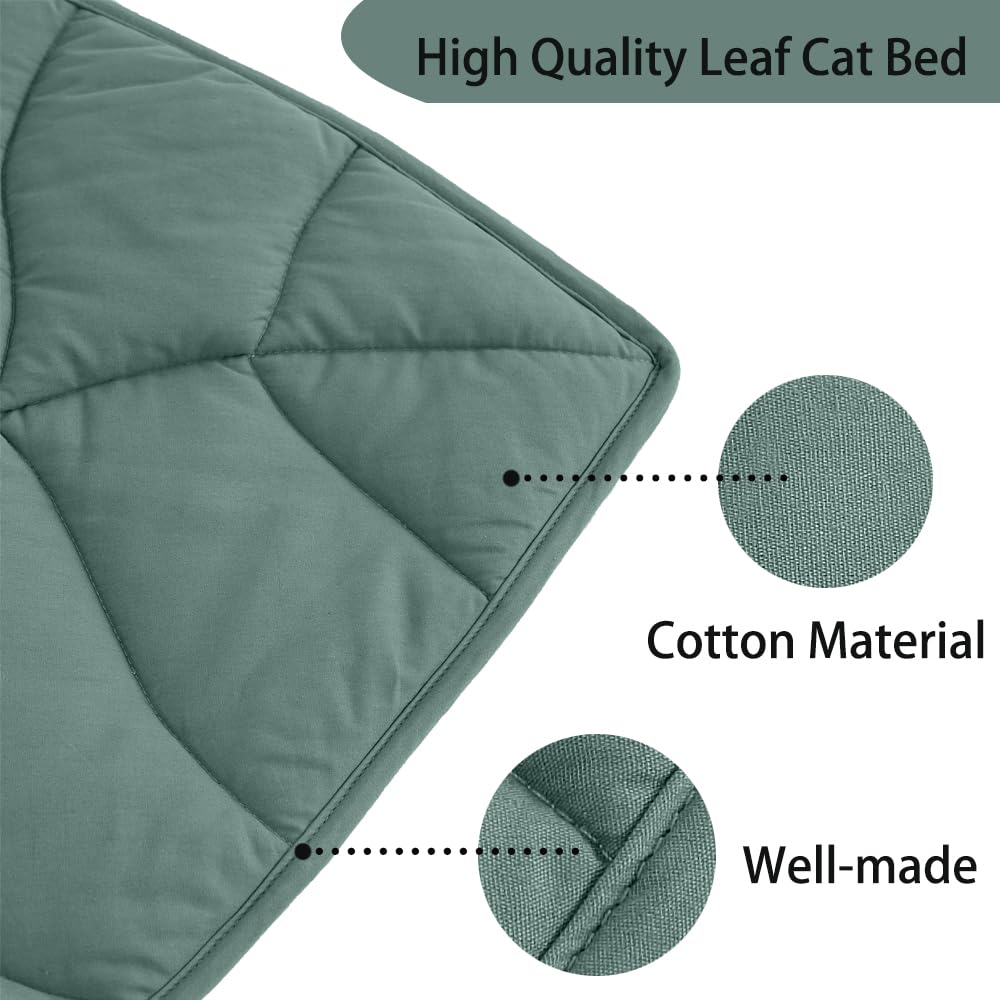30 X 20 Inch Leaf Shaped Cotton Cat Bed Pad R40891