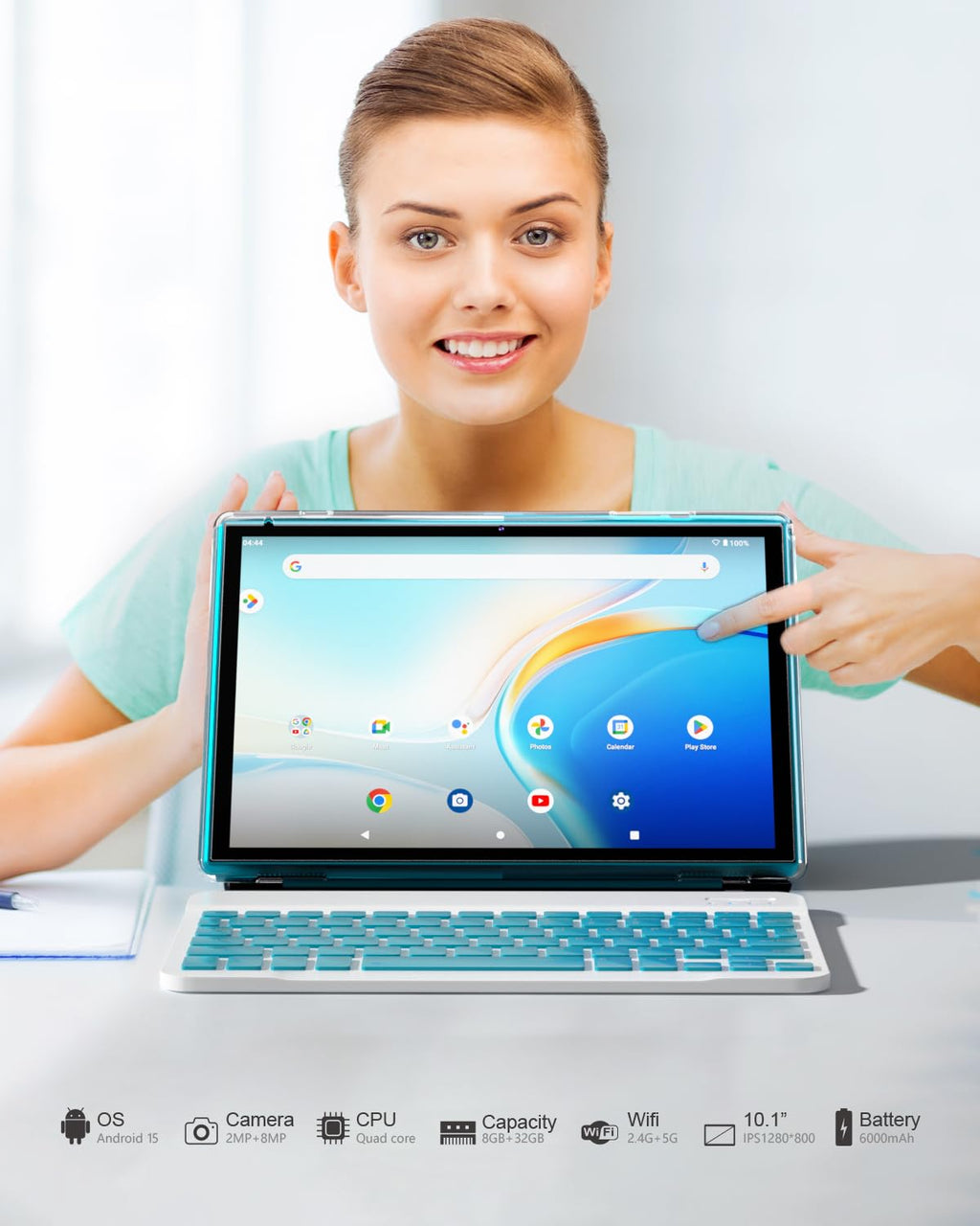 10 inch Android Tablet with Keyboard Case Mouse Stylus H294