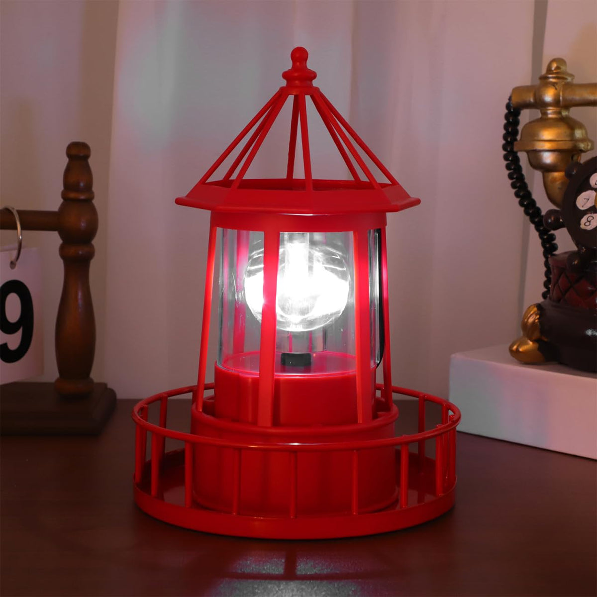 Rotating Metal Solar Lighthouse J411793