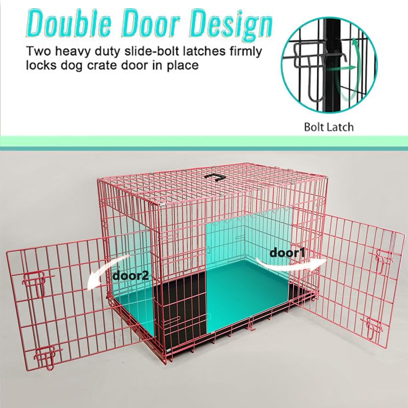 48-Inch Folding Metal Dog Crate with Divider, Tray, and Carry Handle T899