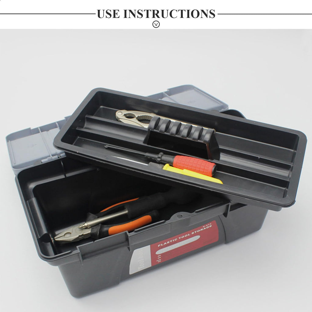 10" Plastic Tool Box with Removable Tool Tray S22922