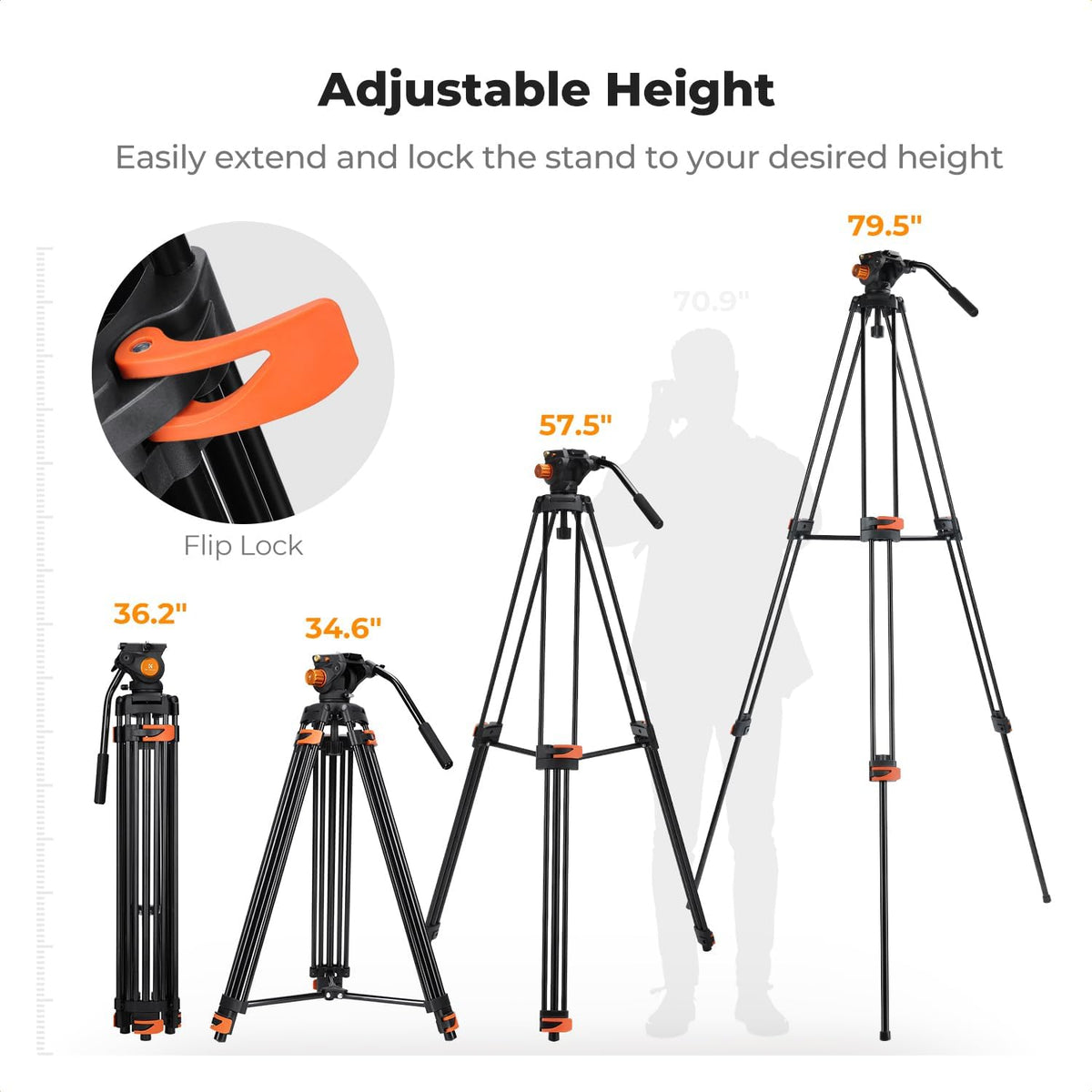 80" Video Tripod with Fluid Head E766320