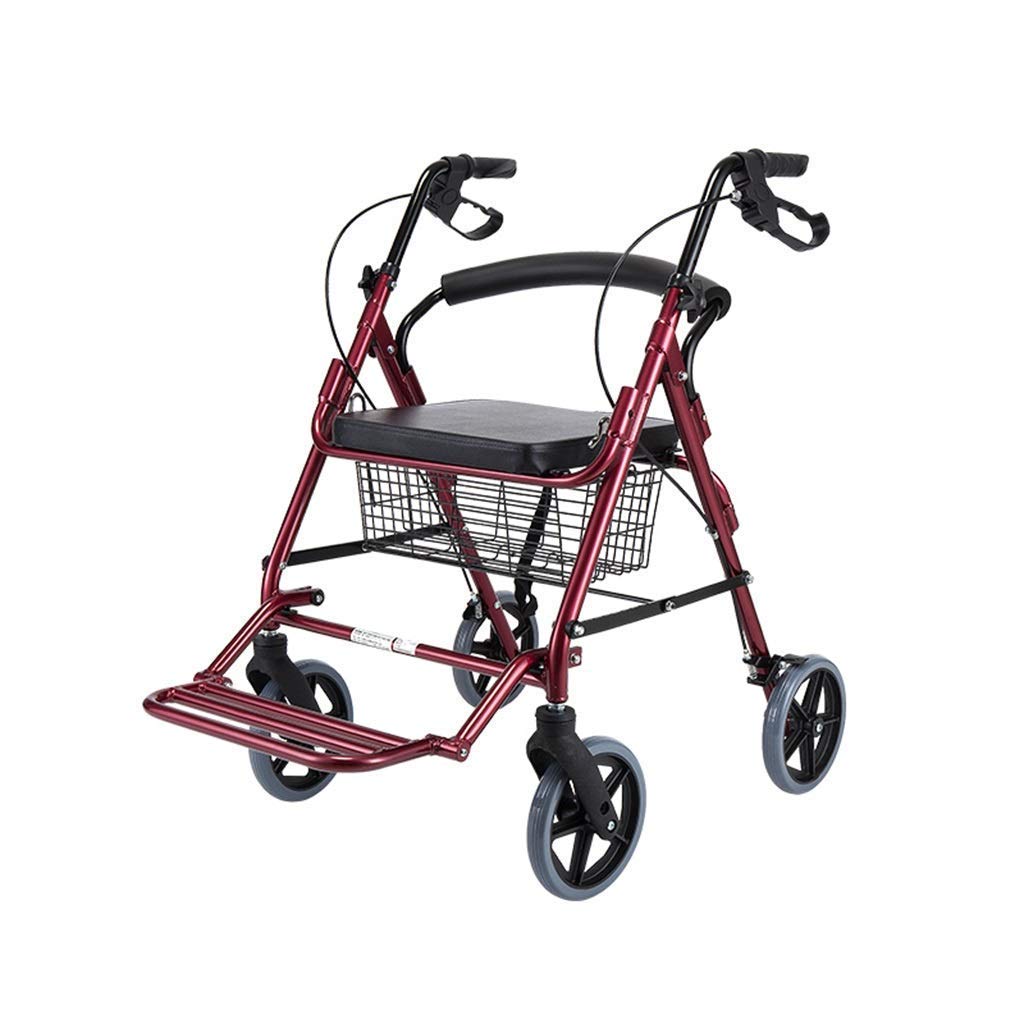 4 Wheeled Folding Rollator Walker with Padded Seat and Backrest E48956