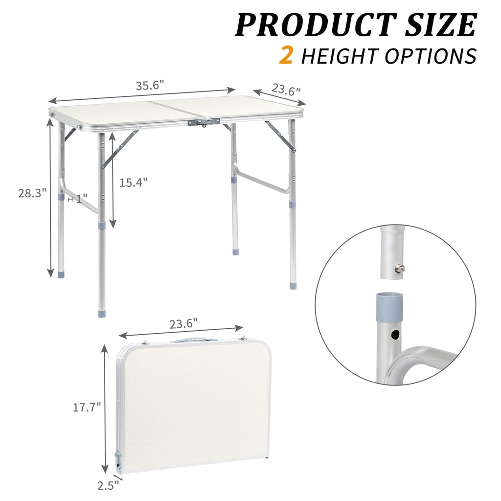 3ft Portable Aluminum Folding Picnic Table with Carry Handle L1500