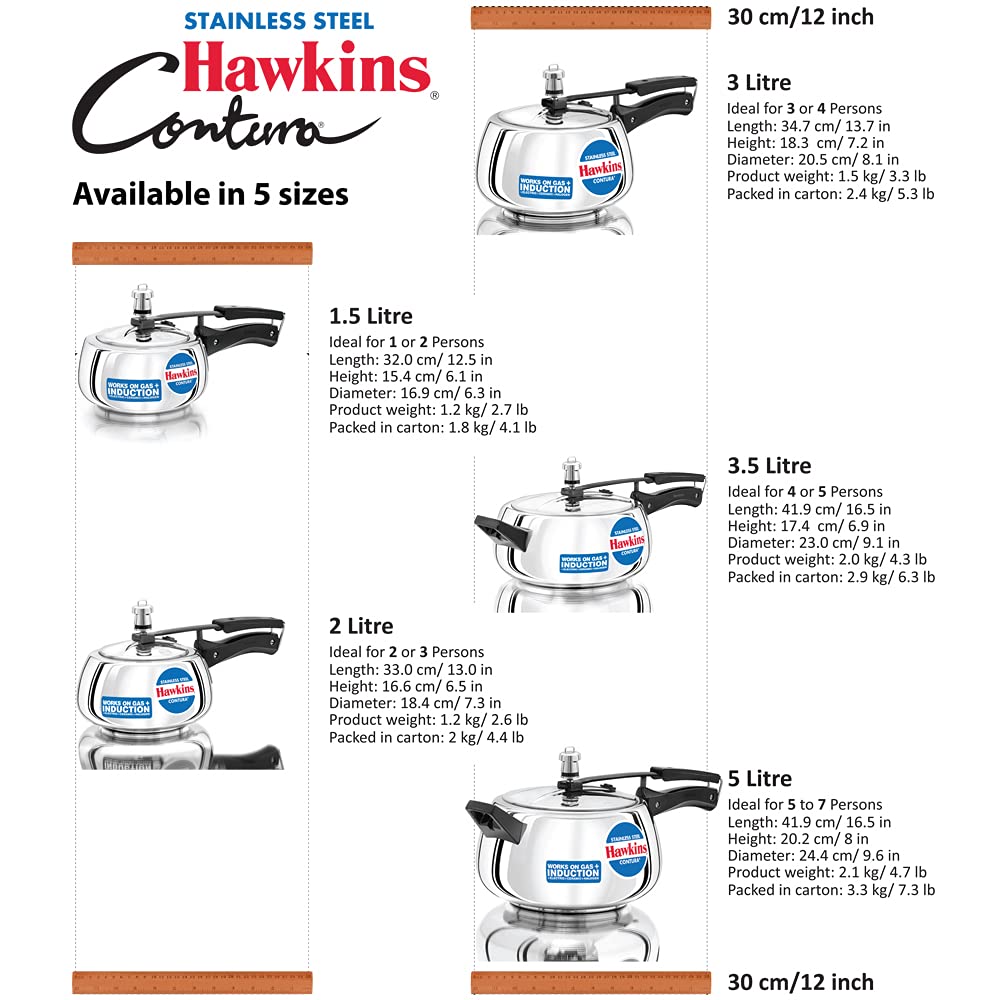 Stainless Steel Pressure Cooker, 2 Liter, Silver D795