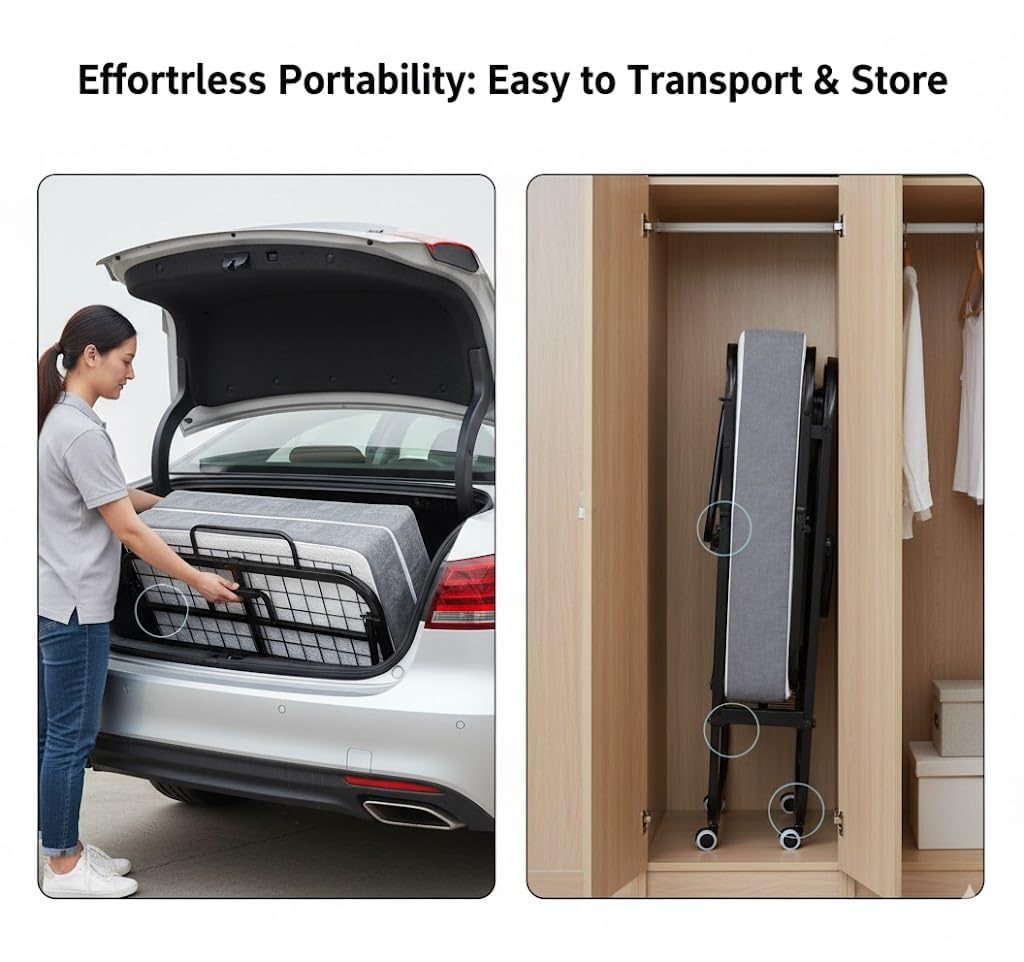 Foldable Bed with 5" Memory Foam Mattress F563