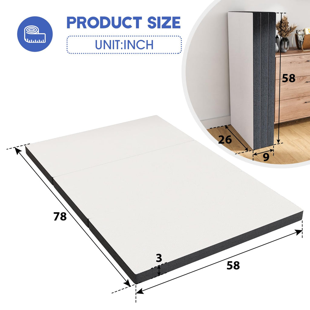 3" Tri Folding Memory Foam Mattress Queen Medium Firm E20163