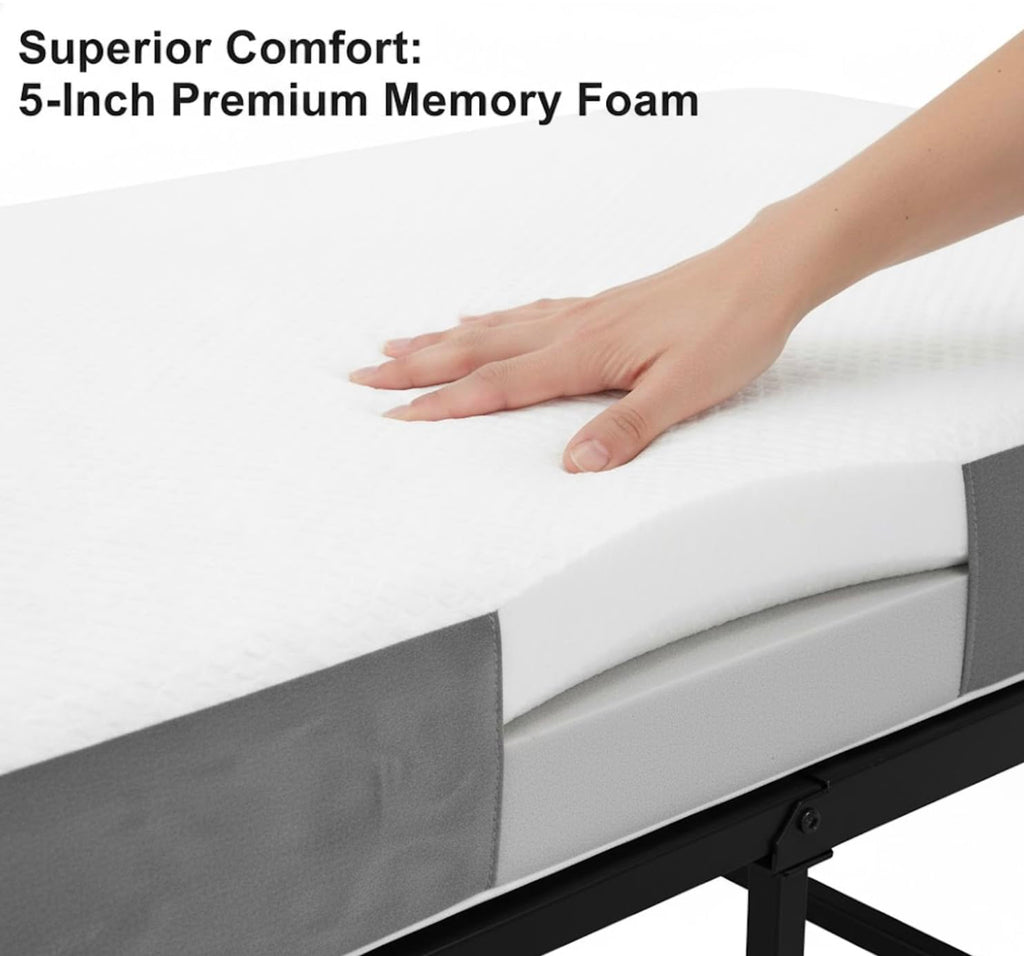 Foldable Bed with 5" Memory Foam Mattress F563