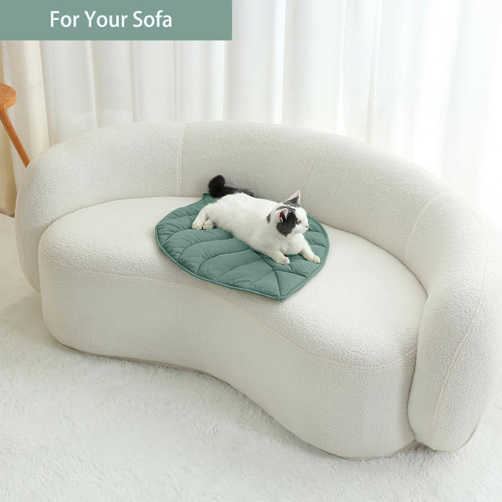 30 X 20 Inch Leaf Shaped Cotton Cat Bed Pad R40891