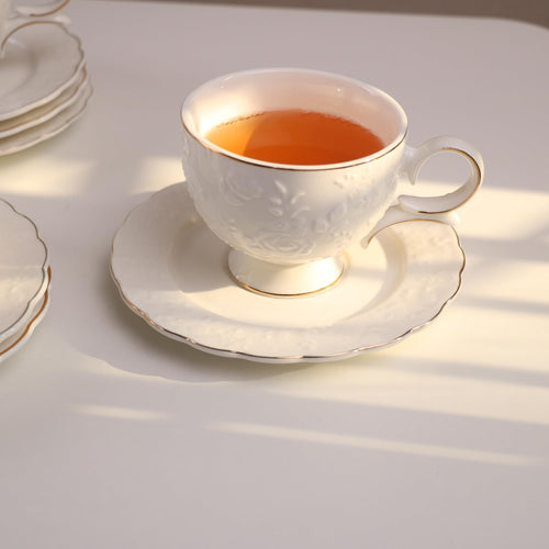 12 Pieces Porcelain Tea Cups and Saucers Set of 6 B511