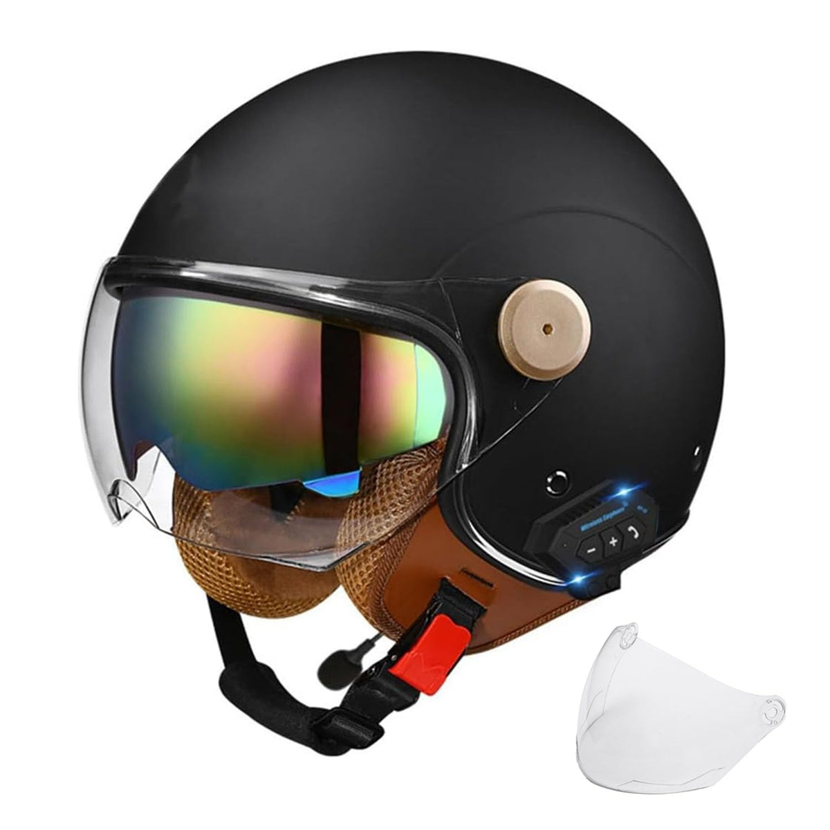 3/4 Open Face Motorcycle Helmet Dual Visors DOT Approved U987570