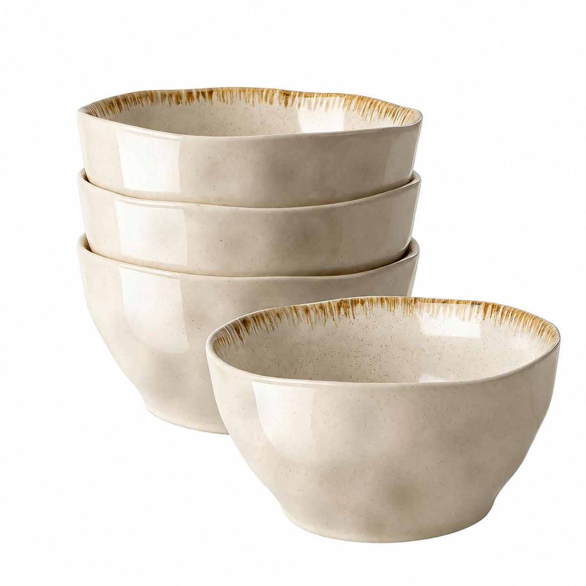 30 OZ Ceramic Soup Bowls Set of 4 Beige U6742