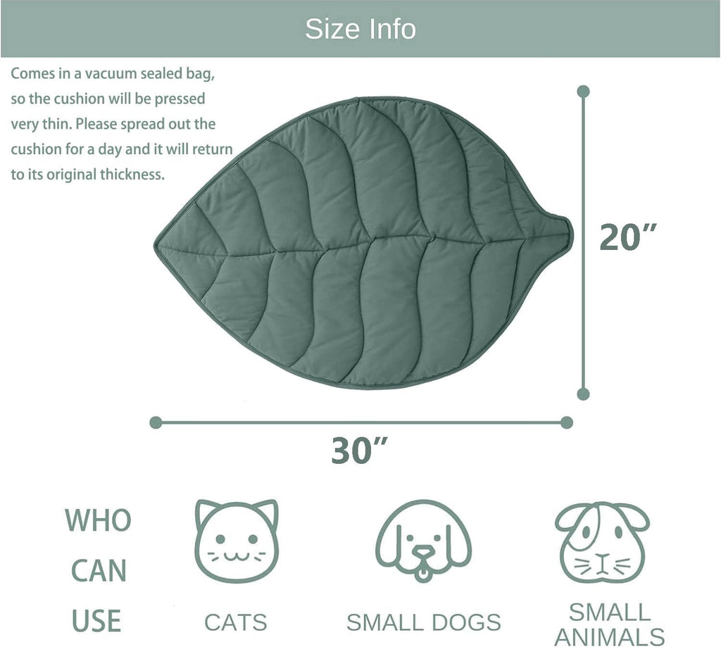 30 X 20 Inch Leaf Shaped Cotton Cat Bed Pad R40891