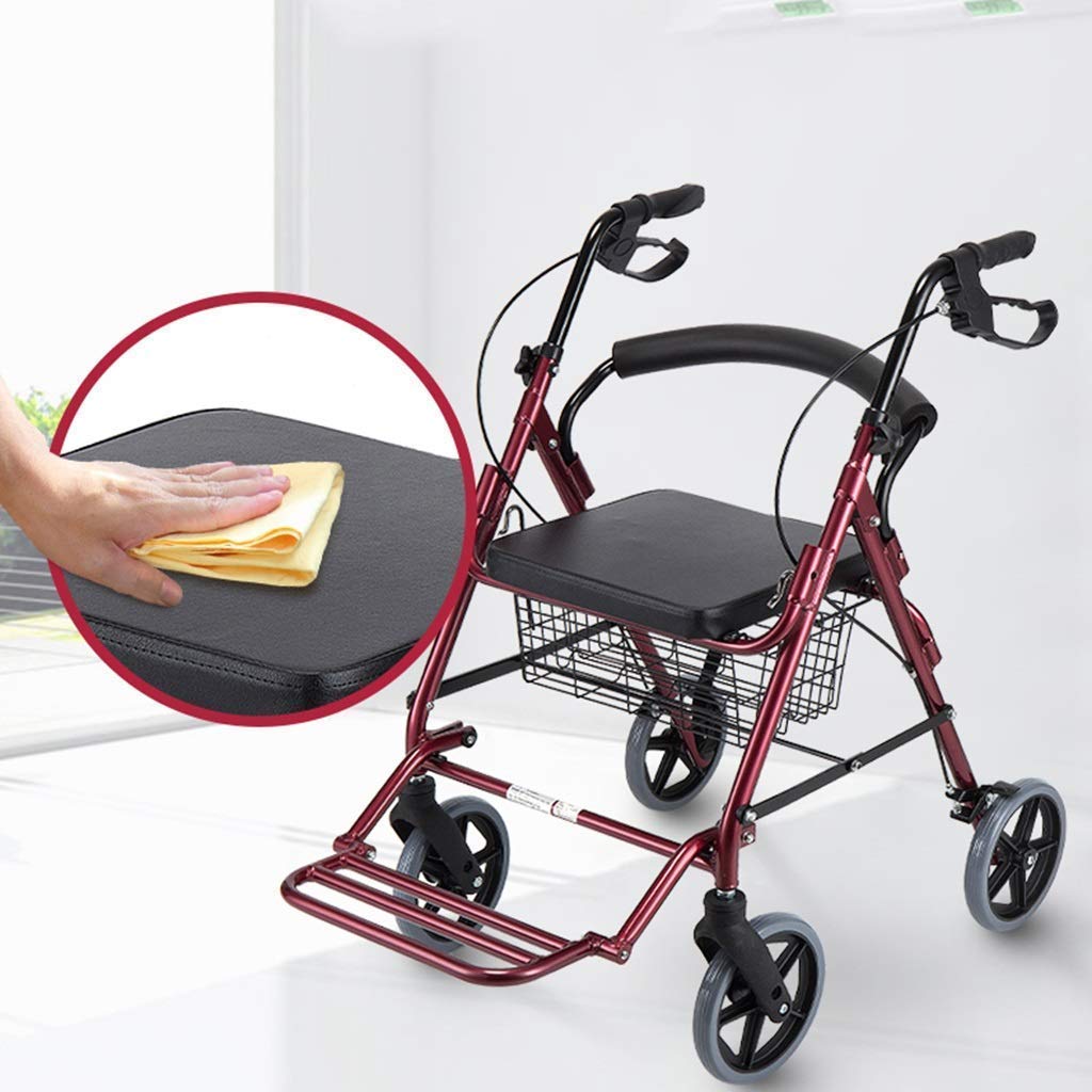 4 Wheeled Folding Rollator Walker with Padded Seat and Backrest E48956