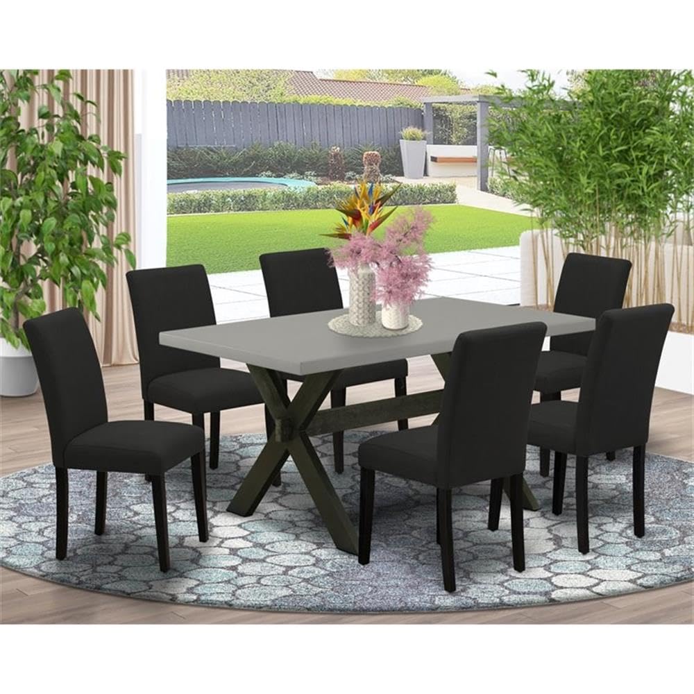 7 Piece Dining Set with 36x60 Inch Table and 6 Black Chairs A255