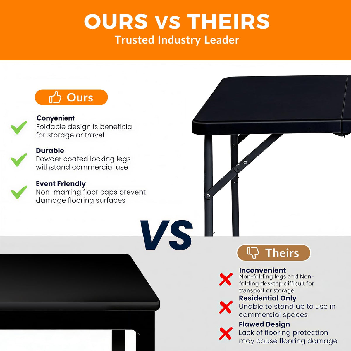 34" Black Square Folding Table with Carrying Handle U90221