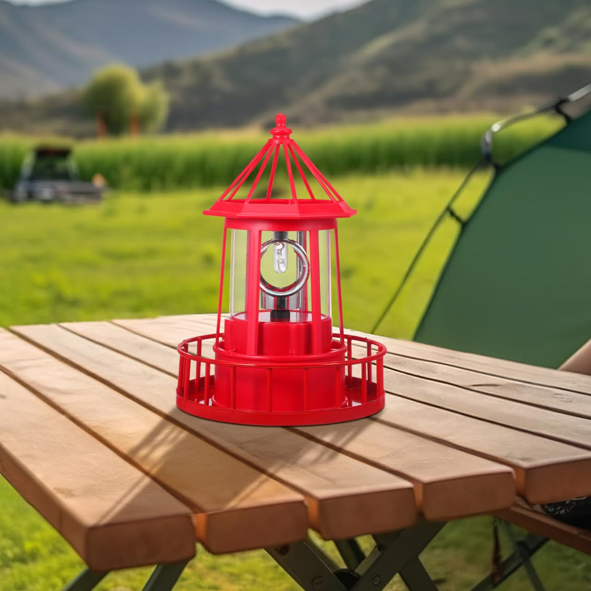 Rotating Metal Solar Lighthouse J411793