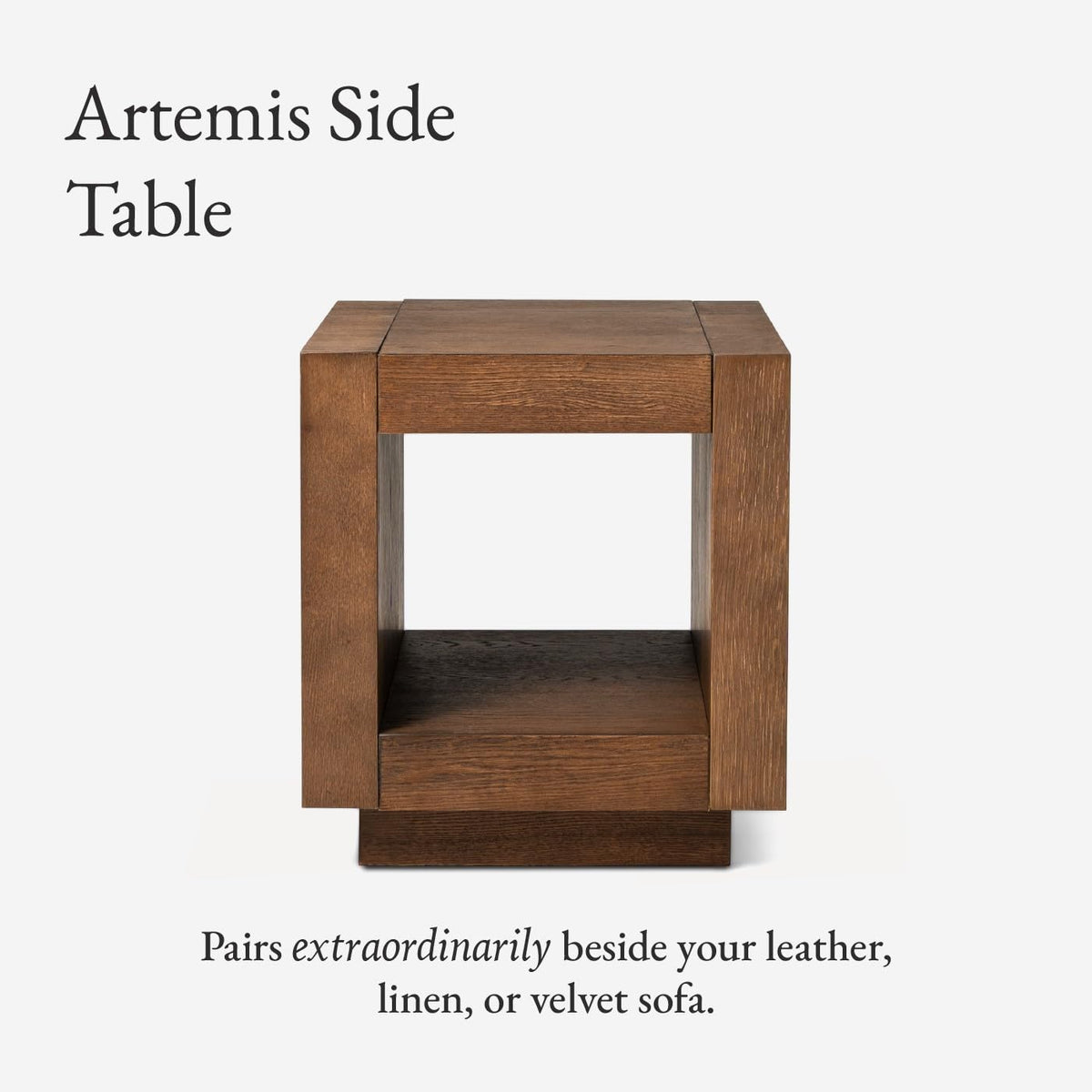 Natural Square Side Table with Storage, Set of 2 K1208