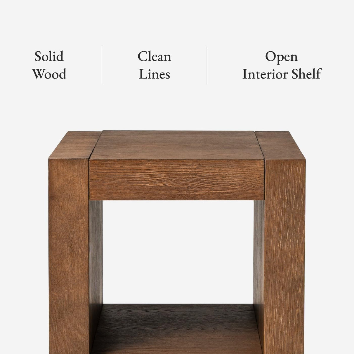 Natural Square Side Table with Storage, Set of 2 K1208