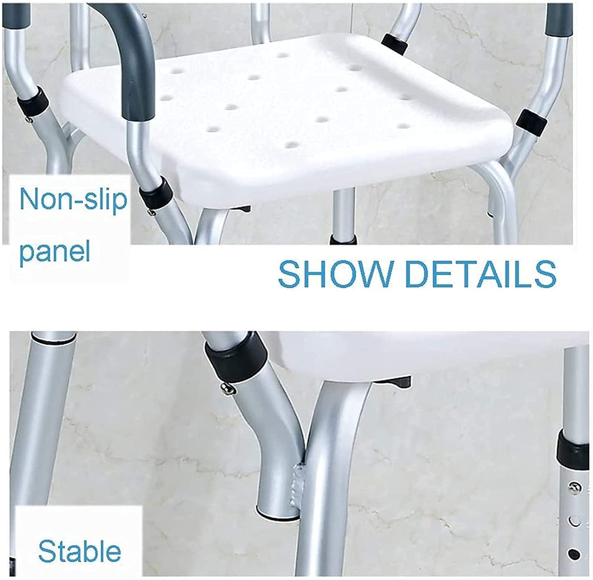Padded Seat Transfer Bench, Bath Stools, Shower Chair with Arms and Back Z3499