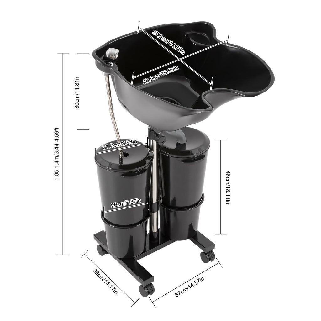 Portable Height-Adjustable Shampoo Basin with 2 Water Buckets T9758