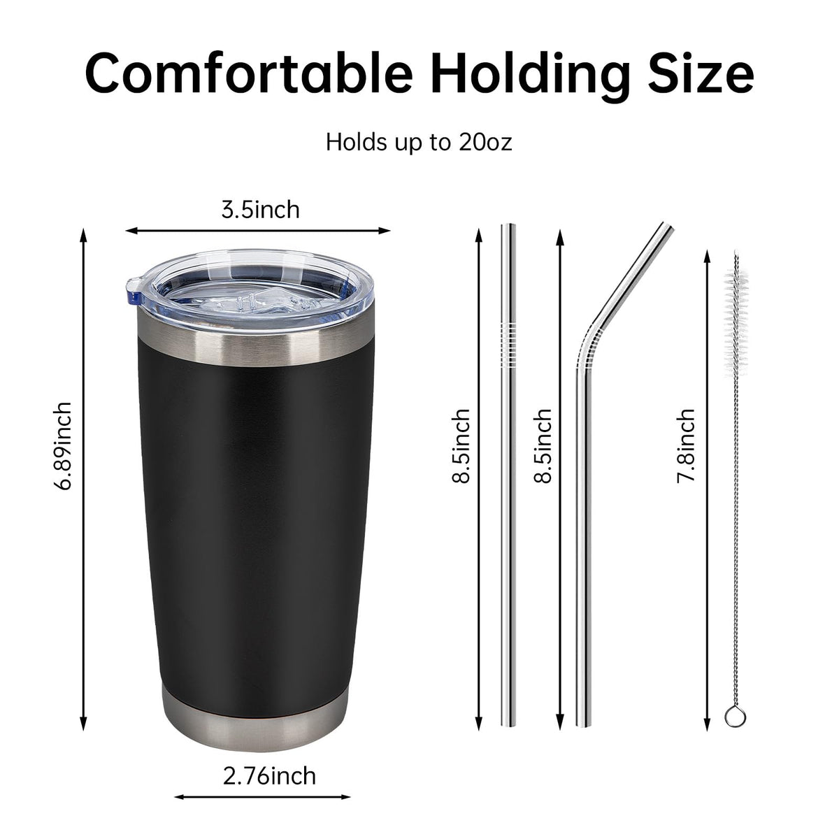 32 Pack 20oz Stainless Steel Insulated Tumblers with Lid & Straw J509987