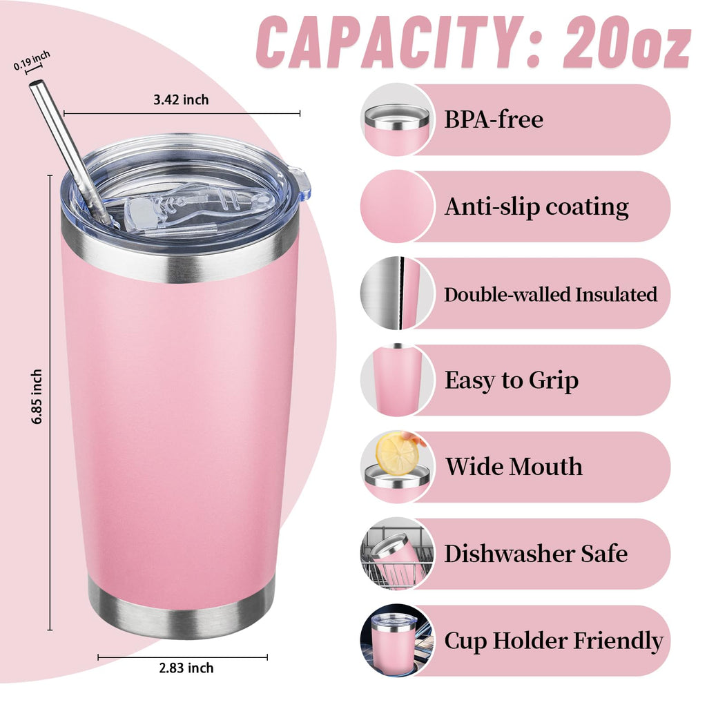 20 oz Stainless Steel Insulated Tumbler with Lids and Straws Z798
