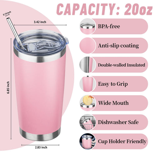 20 oz Stainless Steel Insulated Tumbler with Lids and Straws Z798