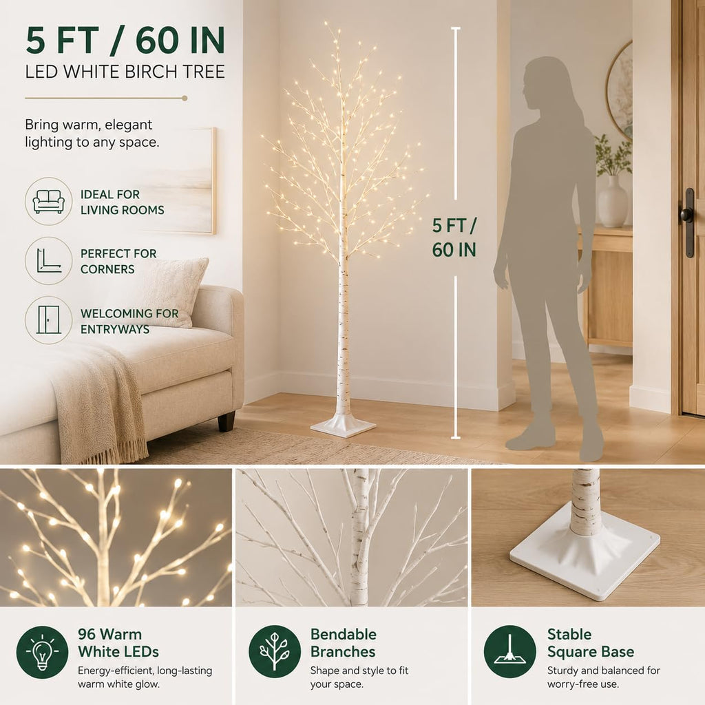 5FT Birch Tree with Lights L80606