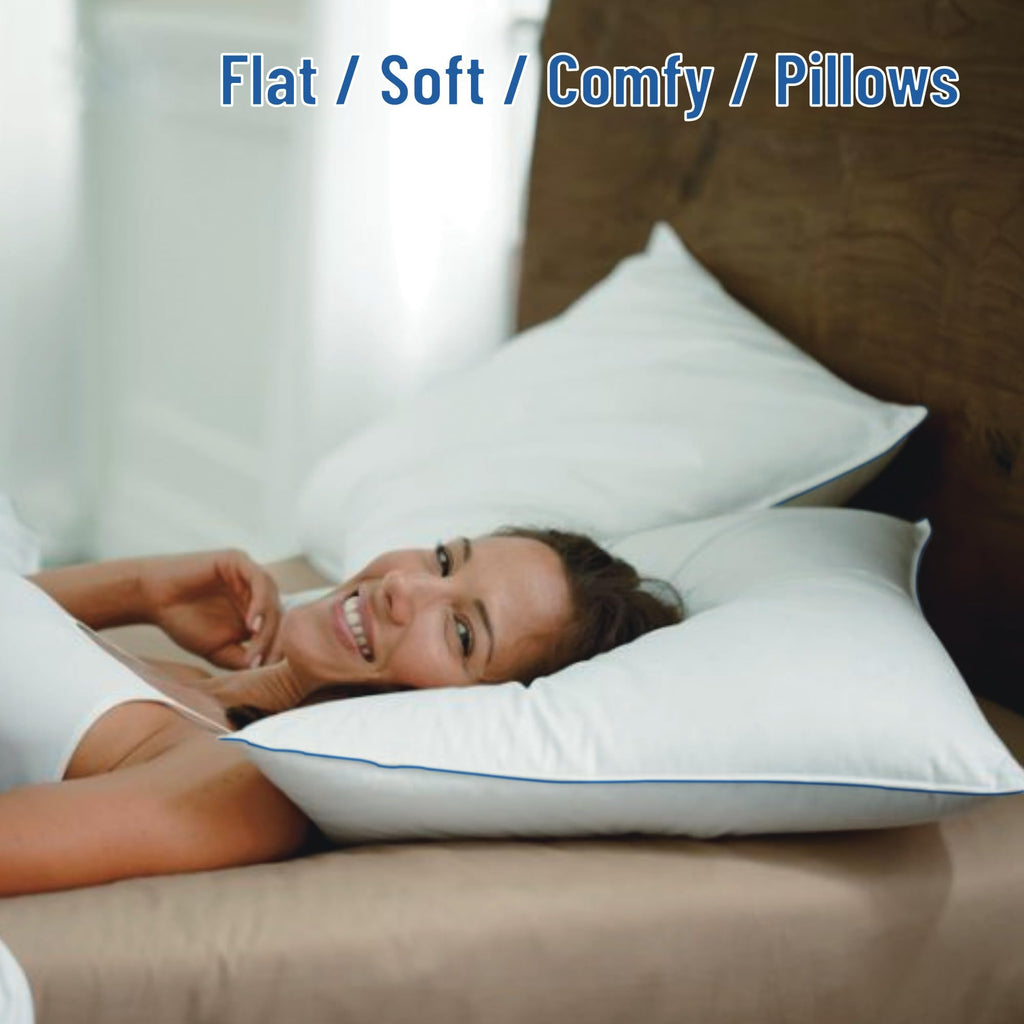 Soft Thin Standard Size Pillows Set of 2 with Down Alternative Fill White B956248