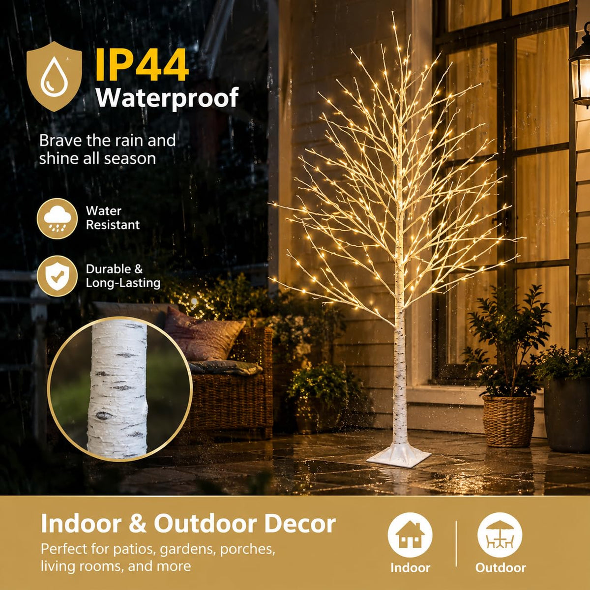 5FT Birch Tree with Lights L80606