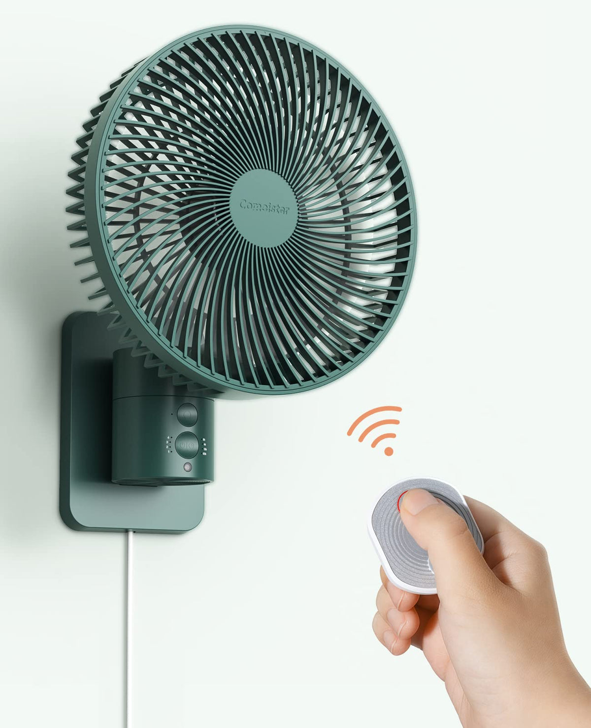 Wall Mounted Oscillating Fan with Remote and Timer, 8.5 Inch 4 Speeds D520